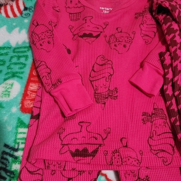 Carters Little girl set of Pink long sleeve Pants Outfit Size 12Months - Picture 2 of 5